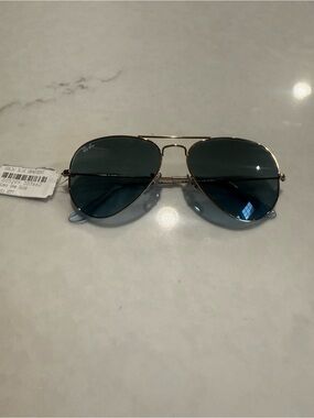 Ray-Ban RB3025 Aviator Gold Blue Gradient Sunglasses 58mm - NEW WITH TAGS